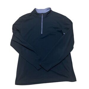 Dunning Golf Mens 1/4 Zip Long Sleeve Pullover Shirt Navy Blue Size L Polyester